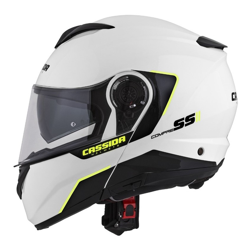 Casque moto Cassida Compress 2.0 Refraction blanc-noir-jaune fluo