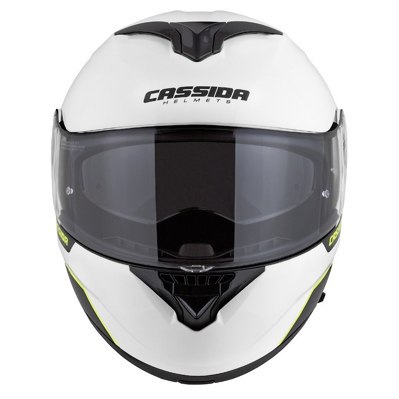 Casque moto Cassida Compress 2.0 Refraction blanc-noir-jaune fluo