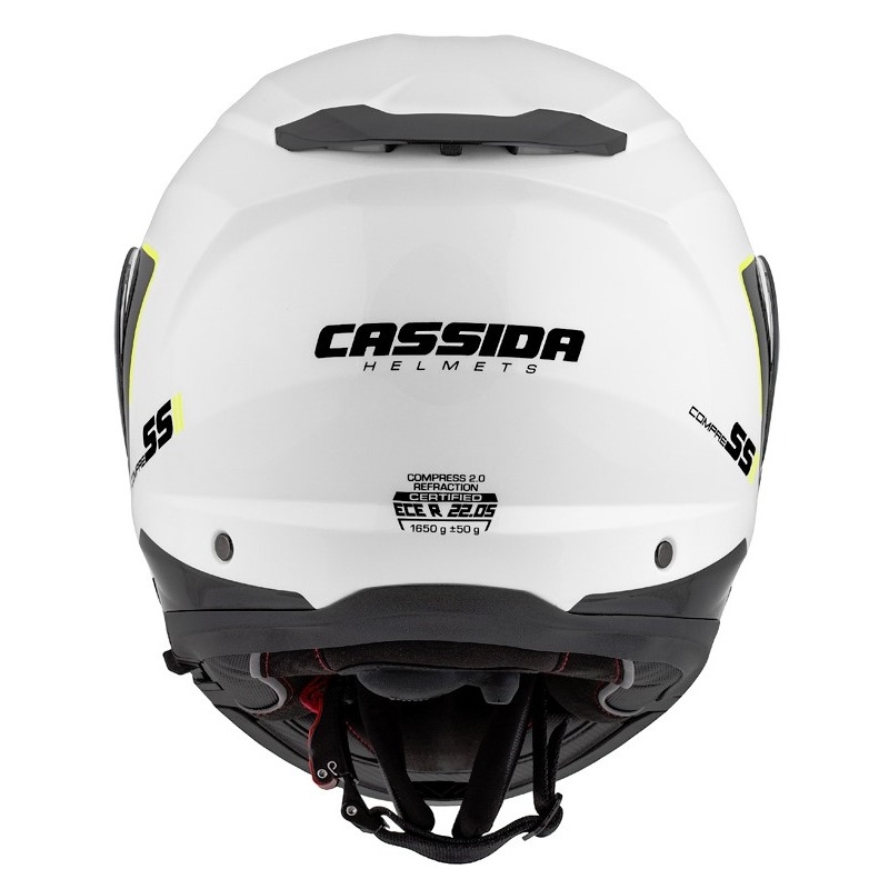 Casque moto Cassida Compress 2.0 Refraction blanc-noir-jaune fluo