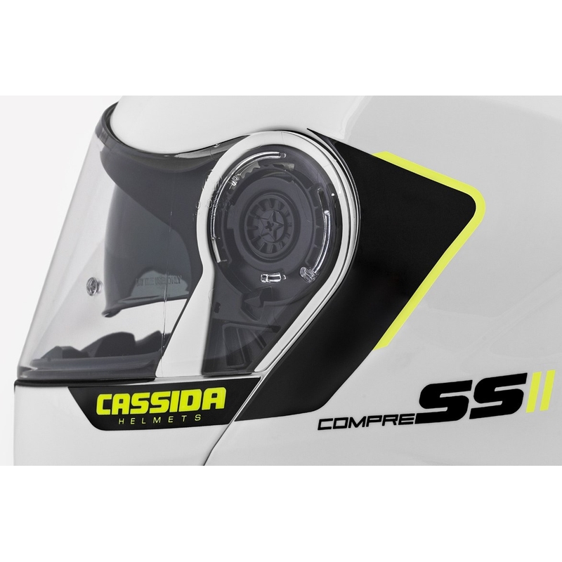 Casque moto Cassida Compress 2.0 Refraction blanc-noir-jaune fluo