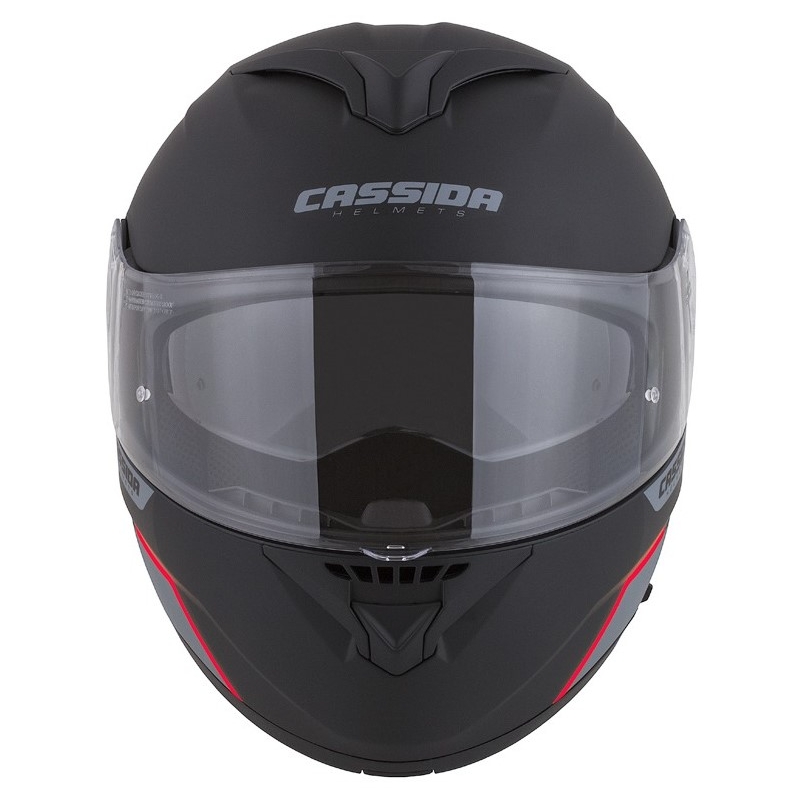 Casque de moto Cassida Compress 2.0 Refraction noir-gris-rouge à visière relevable