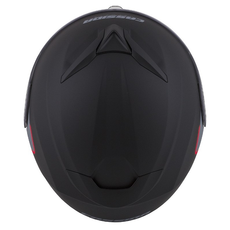 Casque de moto Cassida Compress 2.0 Refraction noir-gris-rouge à visière relevable
