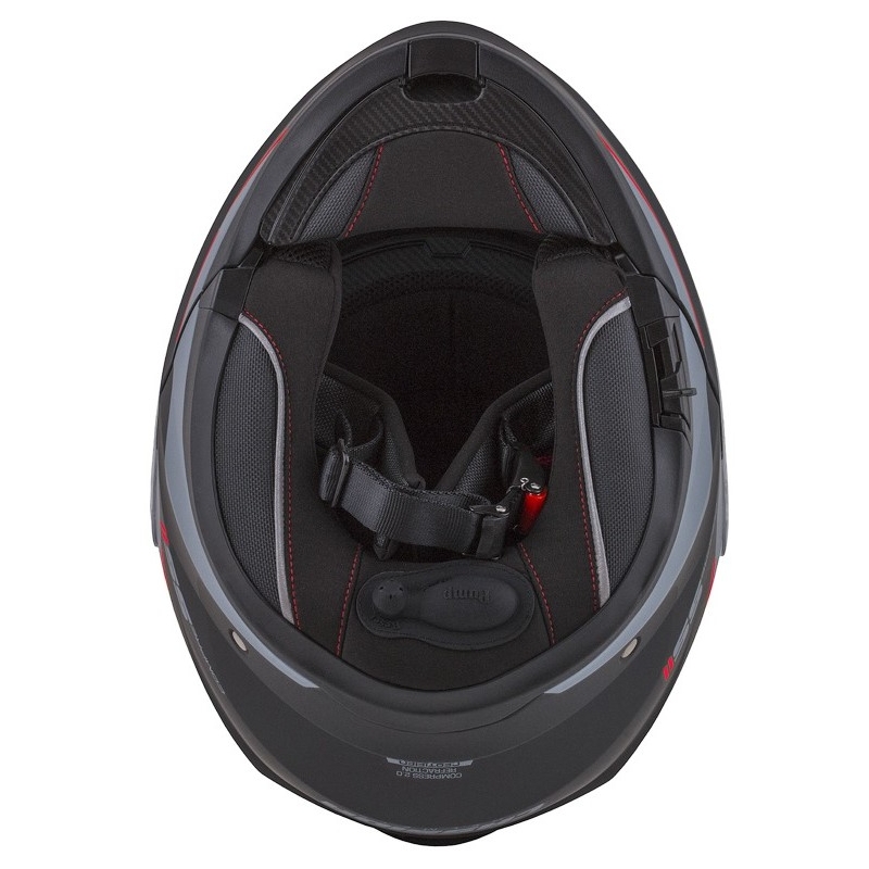 Casque de moto Cassida Compress 2.0 Refraction noir-gris-rouge à visière relevable