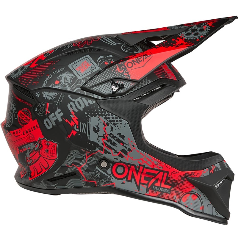 Casque de motocross O'Neal 1SRS Vibrant noir mat-rouge