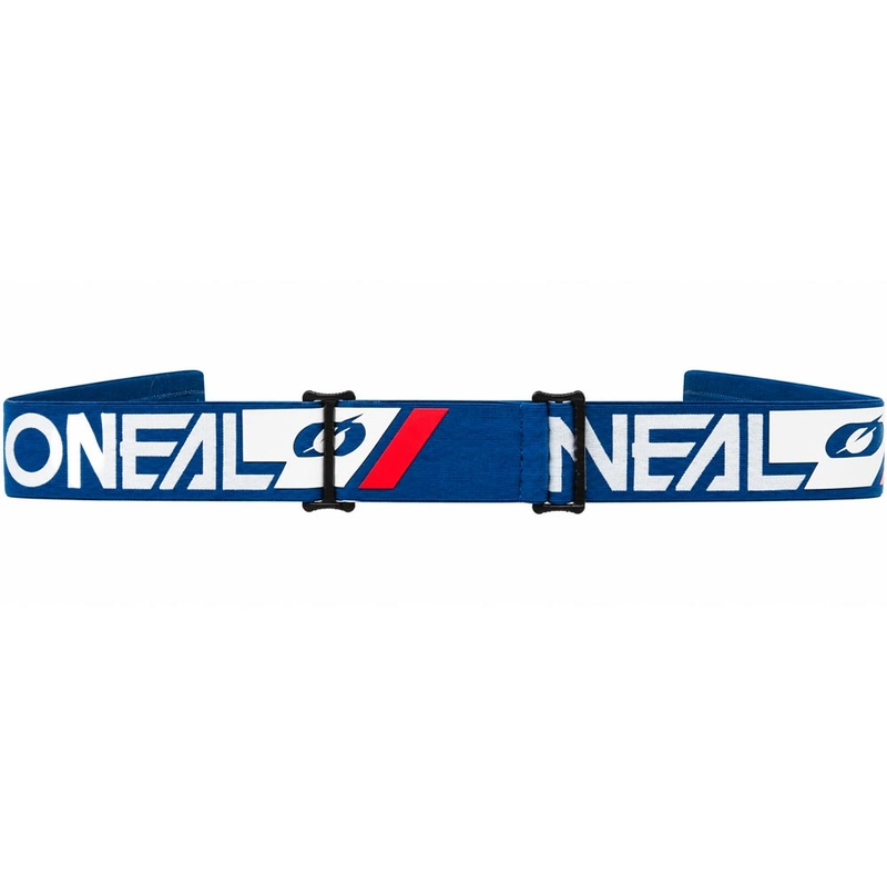 Lunettes de motocross O'Neal B-55 Cram bleu et blanc avec verres en plexiglas bleu miroir