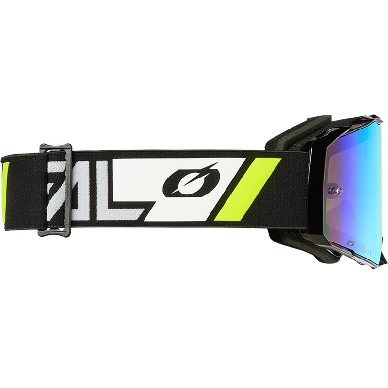Lunettes de motocross O'Neal B-55 Cram noir et blanc avec verres en plexiglas doré miroir