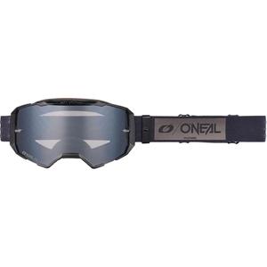 Lunettes de motocross O'Neal B-22 Core noir-gris avec verres en plexiglas argenté miroir