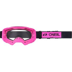 Lunettes de motocross O'Neal B-22 Core noires et roses avec verres en plexiglas transparents