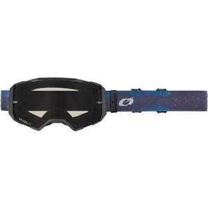 Lunettes de motocross O'Neal B-22, peinture bleu-orange avec plexiglas gris