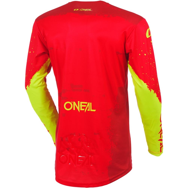 Maillot de motocross O'Neal Mayhem Paint rouge et jaune fluo