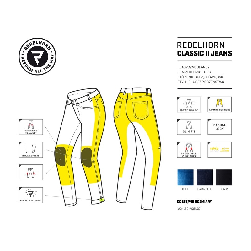 Jeans moto Rebelhorn Classic II pour femme Bleu foncé soldes