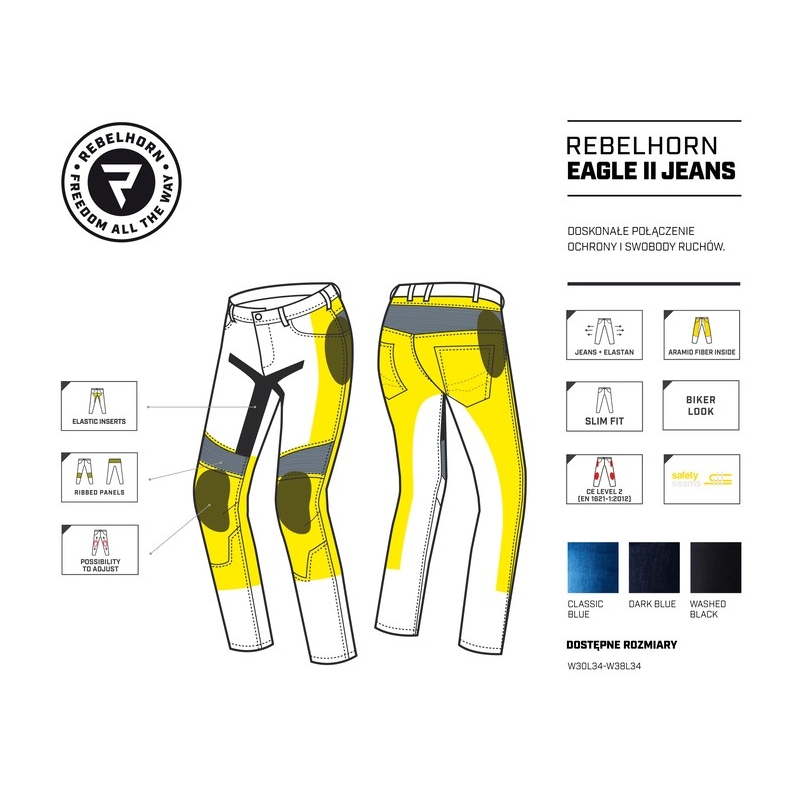 Jeansy na motorku Rebelhorn Eagle II tmavě modré výprodej