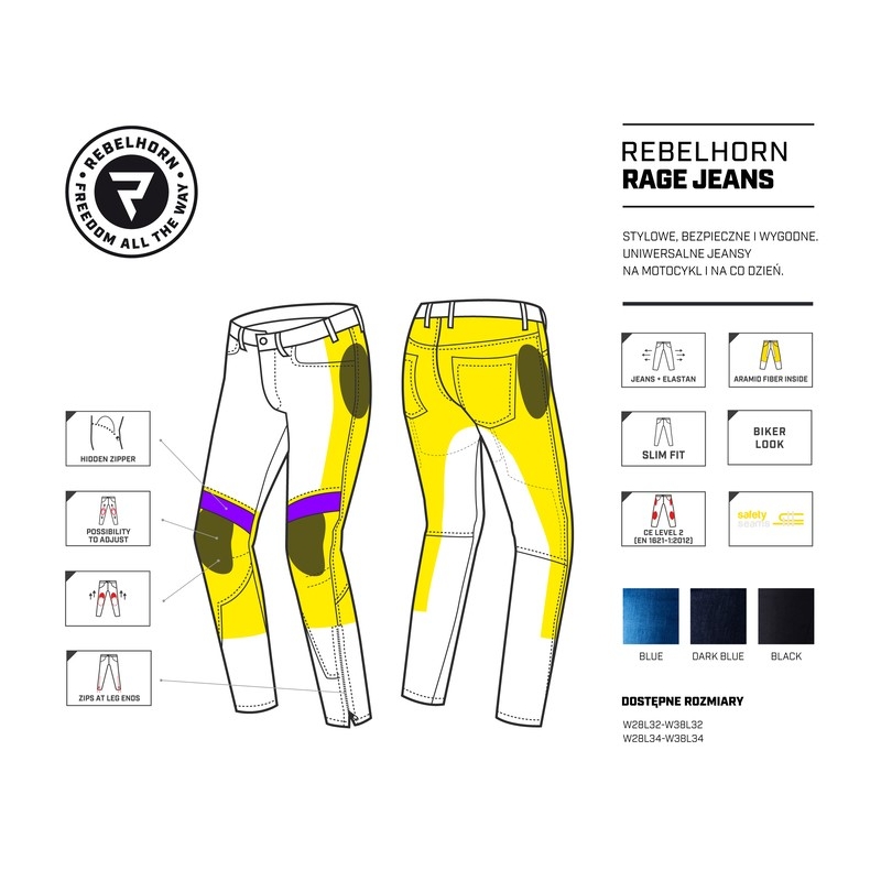 Jeans moto Rebelhorn Rage bleu foncé soldes