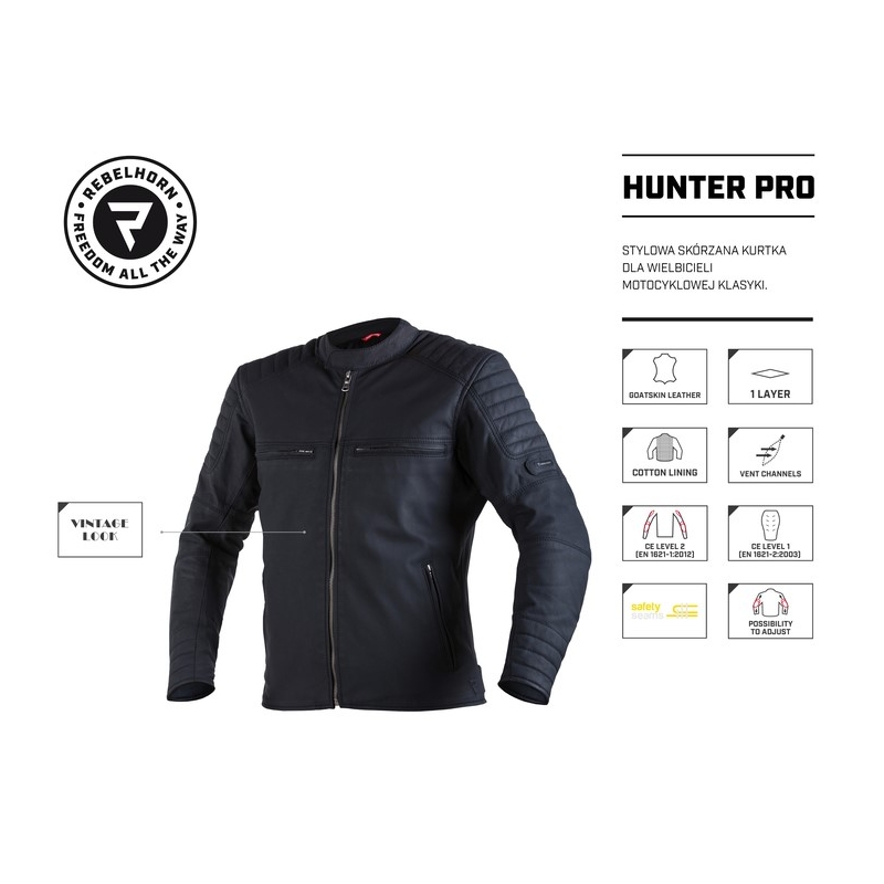 Veste moto noire Rebelhorn Hunter Pro soldes