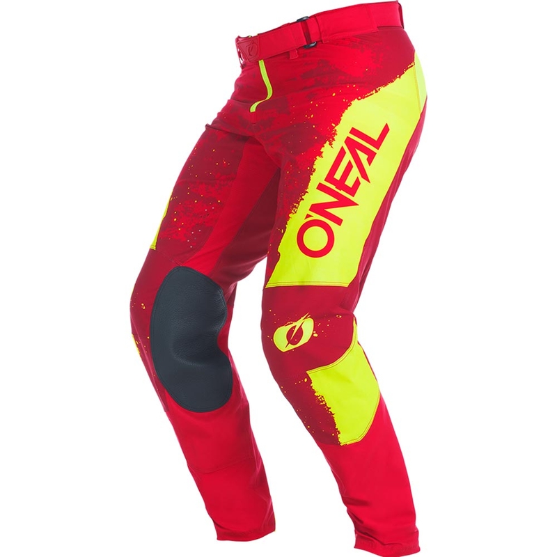 Pantalon de motocross O'Neal Mayhem Paint rouge et jaune fluo