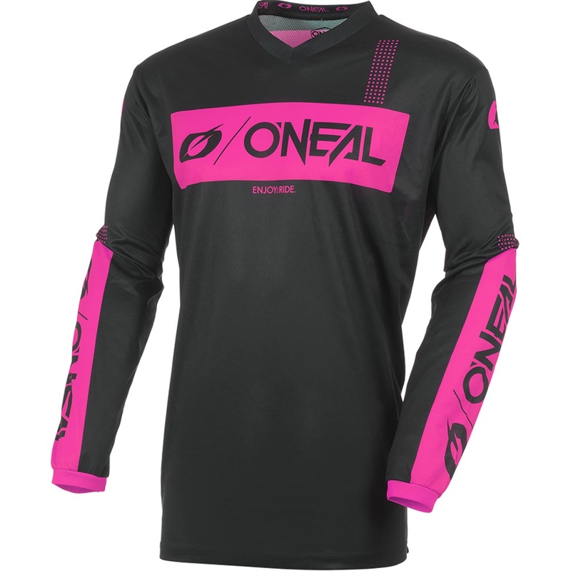 Maillot de motocross femme O'Neal Element Racewear noir et rose