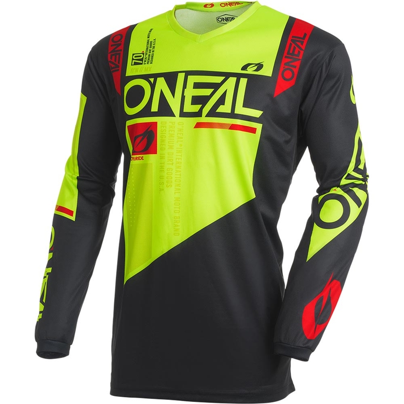 Maillot de motocross O'Neal Element Factor noir et jaune fluo
