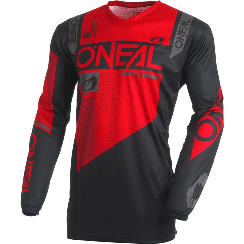 Maillot de motocross O'Neal Element Factor noir et rouge