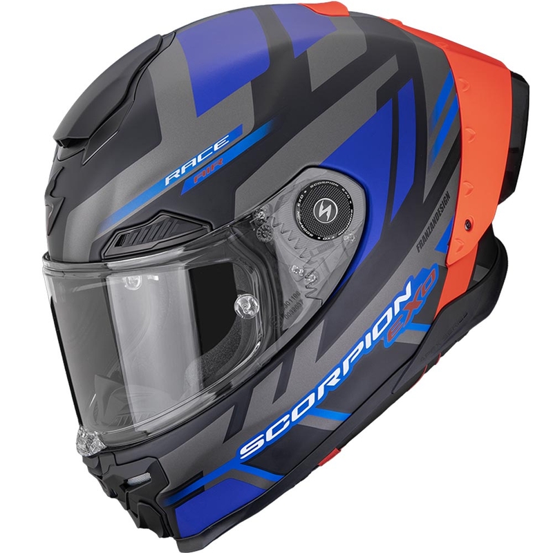 Casque intégral de moto Scorpion EXO-RACE Air Carbon Fury noir mat-gris-bleu