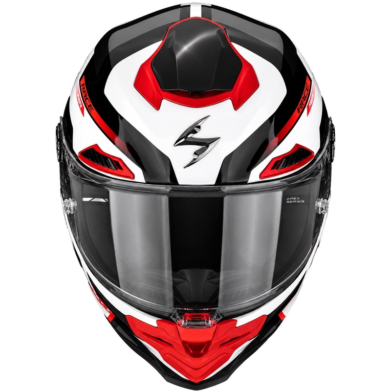 Casque intégral de moto Scorpion EXO-RACE Air Carbon Fury blanc-argent-rouge