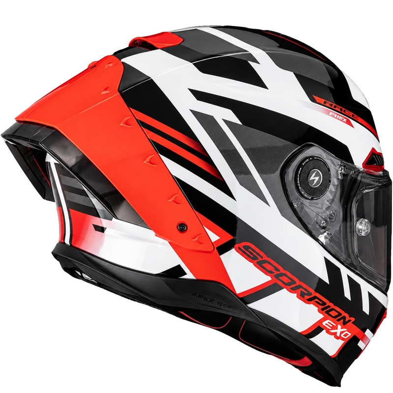 Casque intégral de moto Scorpion EXO-RACE Air Carbon Fury blanc-argent-rouge
