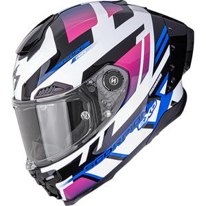 Casque intégral de moto Scorpion EXO-RACE Air Carbon Fury blanc-rose-bleu