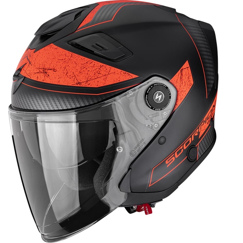 Casque de moto ouvert Scorpion EXO-GT Jet Crest Noir mat-rouge
