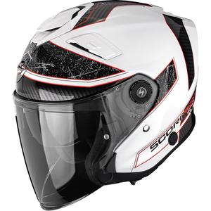 Casque de moto ouvert Scorpion EXO-GT Jet Crest blanc et rouge