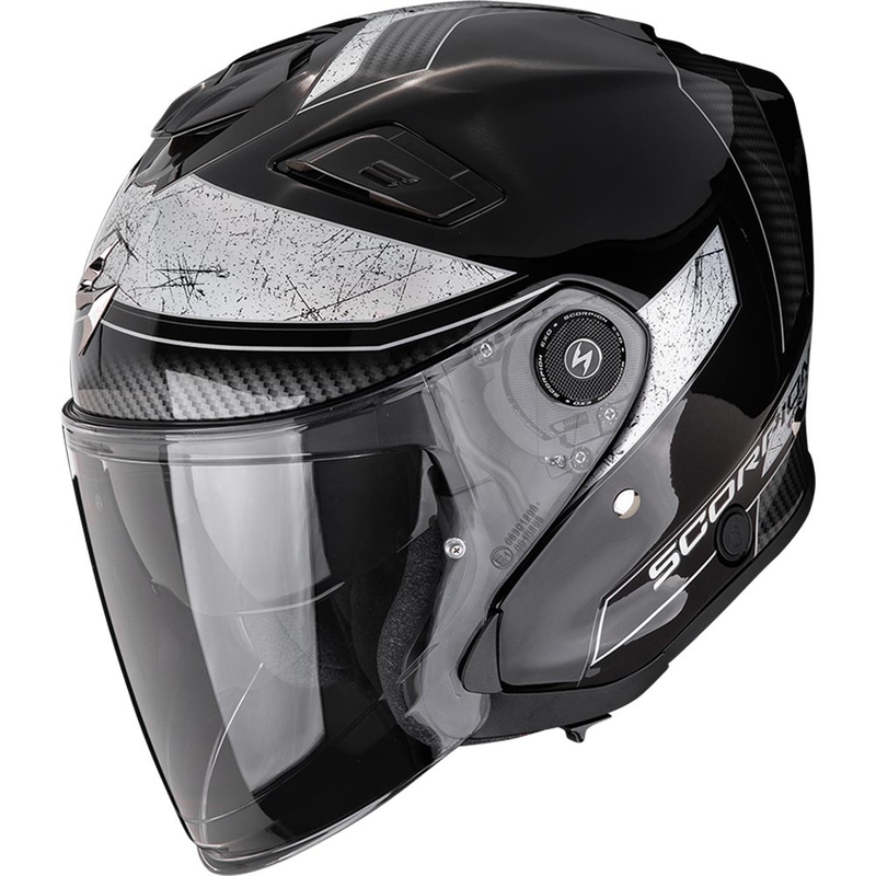 Casque de moto ouvert Scorpion EXO-GT Jet Crest Noir-Argent