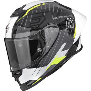 Casque intégral de moto Scorpion EXO-R1 EVO II Air Surge noir-blanc-jaune fluo