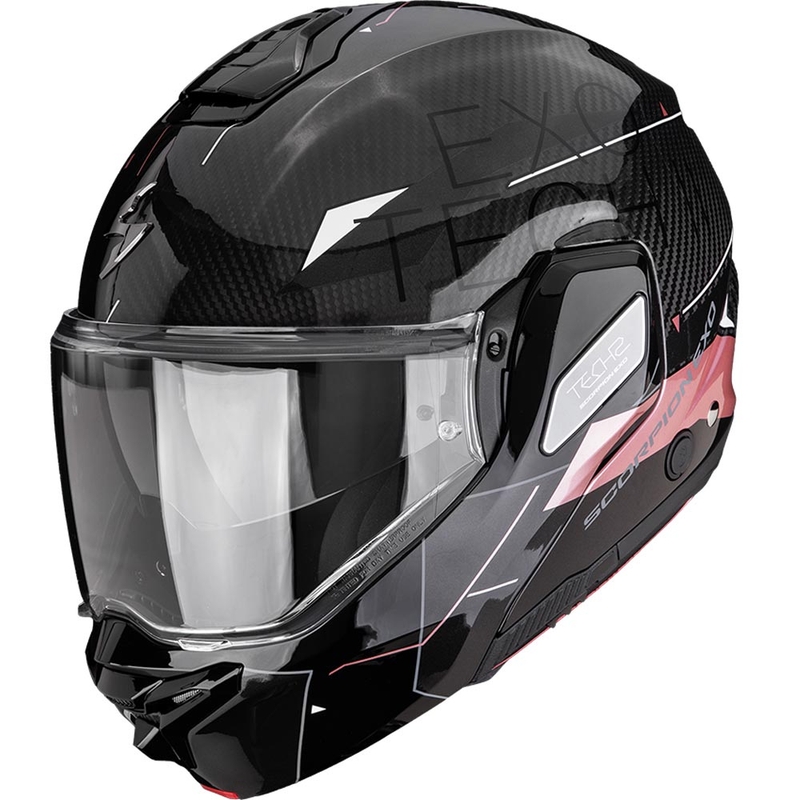 Casque de moto modulable Scorpion EXO-TECH II Carbon Viator noir et rose