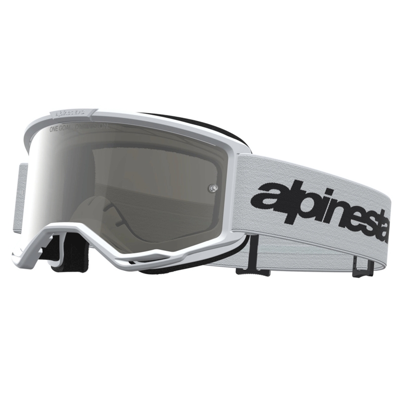 Lunettes de motocross Alpinestars Vision 3 Wordmark blanches et noires