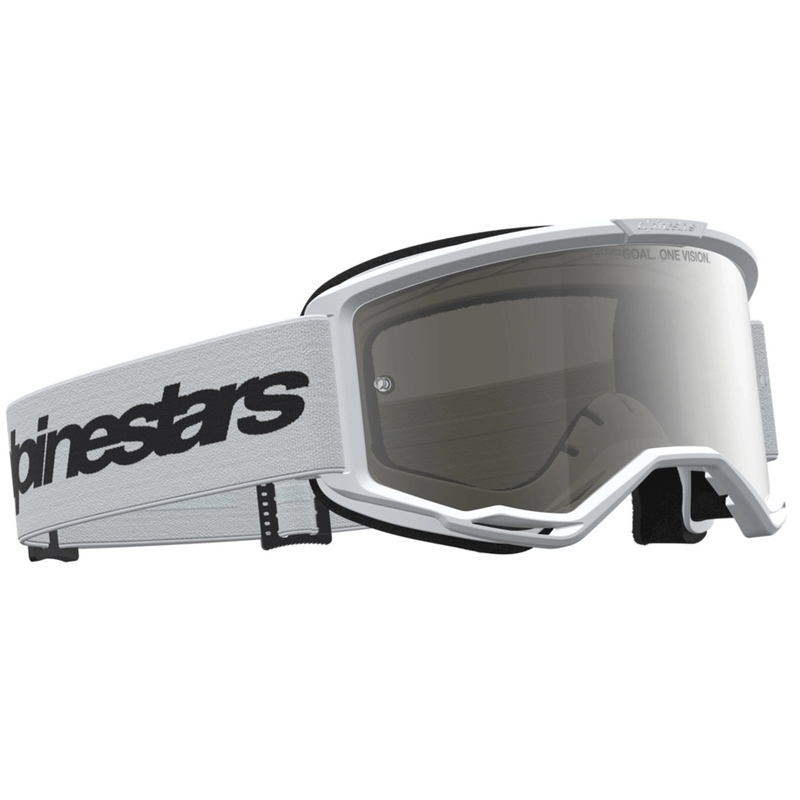Lunettes de motocross Alpinestars Vision 3 Wordmark blanches et noires