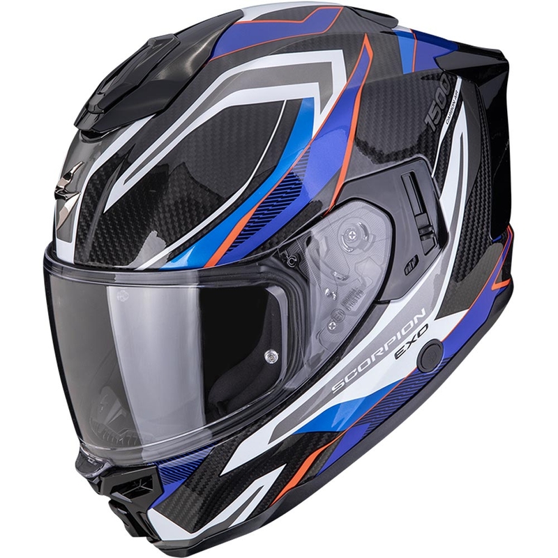 Casque intégral de moto Scorpion EXO-1500 Carbon Air Hydro noir-blanc-bleu