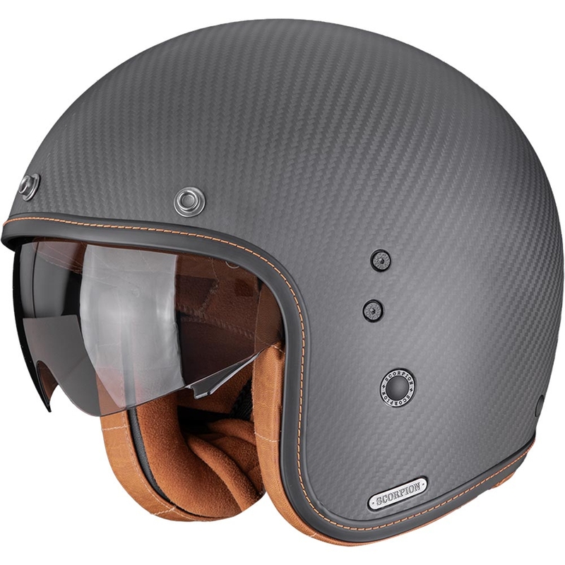 Casque de moto ouvert Scorpion Belfast II Carbon Solid noir mat
