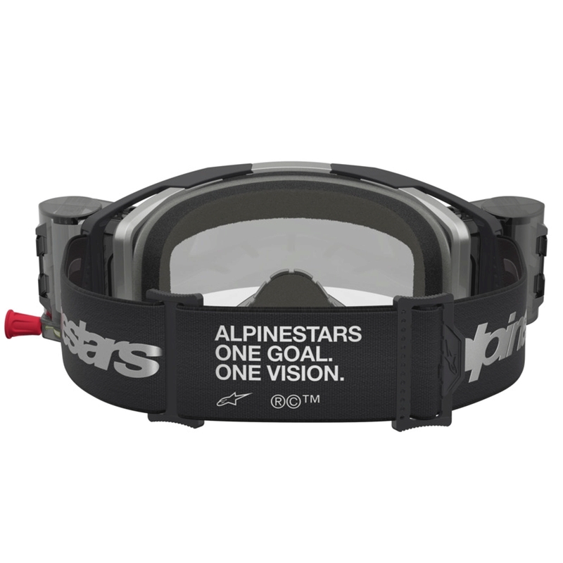 Lunettes de motocross Alpinestars Vision 8 Amber Roll-Off à vision large, noir et argent