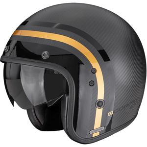 Casque de moto ouvert Scorpion Belfast II Carbon Regal Noir mat-Or