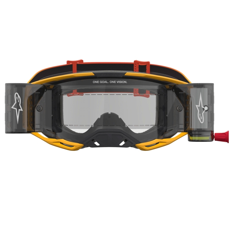 Lunettes de motocross Alpinestars Vision 8 Amber Roll-Off jaune-rouge-noir