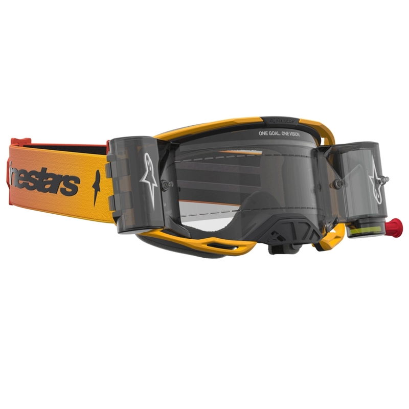 Lunettes de motocross Alpinestars Vision 8 Amber Roll-Off jaune-rouge-noir