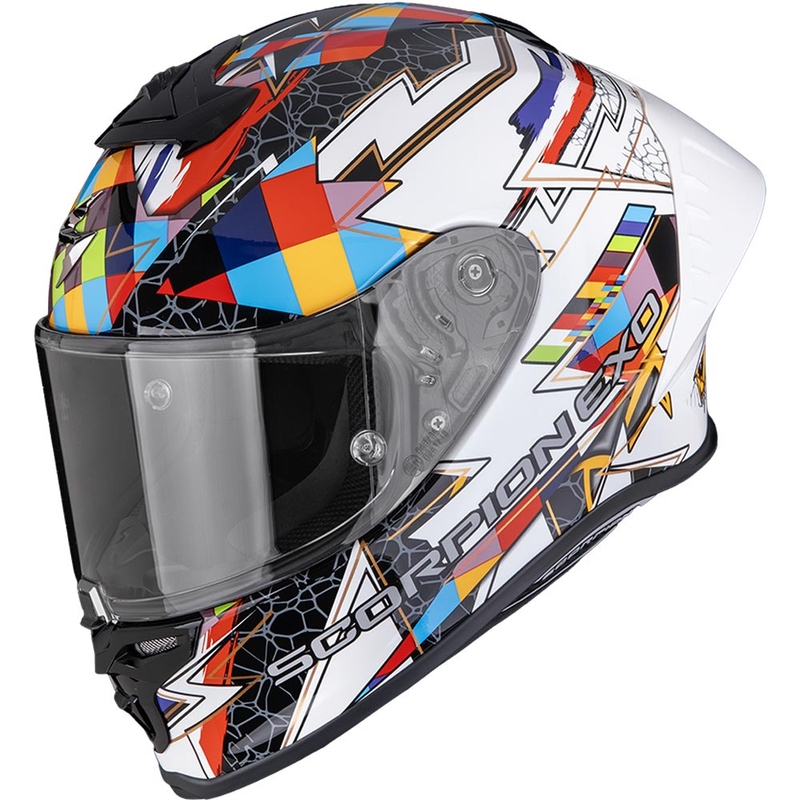 Casque intégral de moto Scorpion EXO-R1 EVO II Air Pouls blanc multicolore
