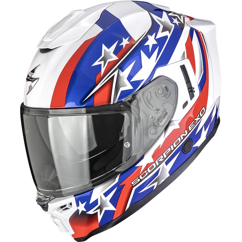 Casque intégral de moto Scorpion EXO-1500 Air Étoile blanc-bleu-rouge