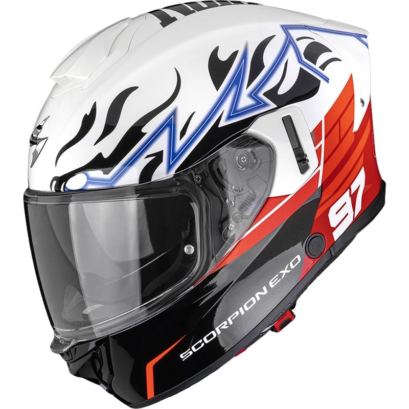 Casque intégral de moto Scorpion EXO-530 Air JSK 97 blanc-rouge