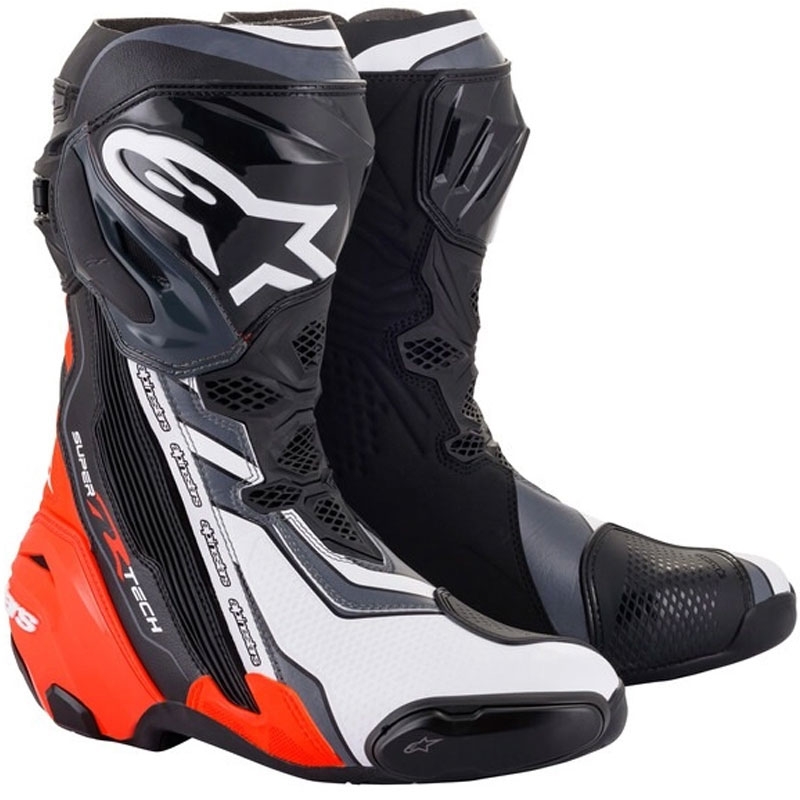 Bottes de moto Alpinestars Supertech R noir-rouge-fluo-blanc-gris