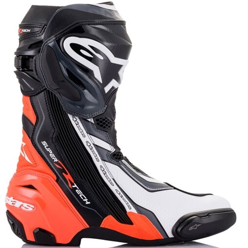 Bottes de moto Alpinestars Supertech R noir-rouge-fluo-blanc-gris