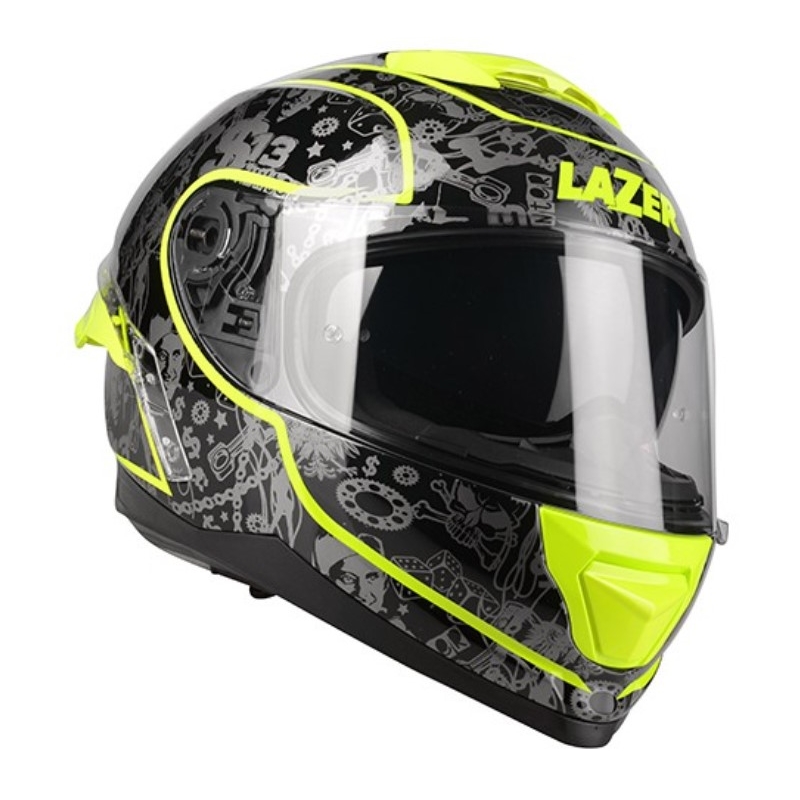 Lazer Rafale SR $13 Casque moto intégral original noir-gris-jaune fluo soldes