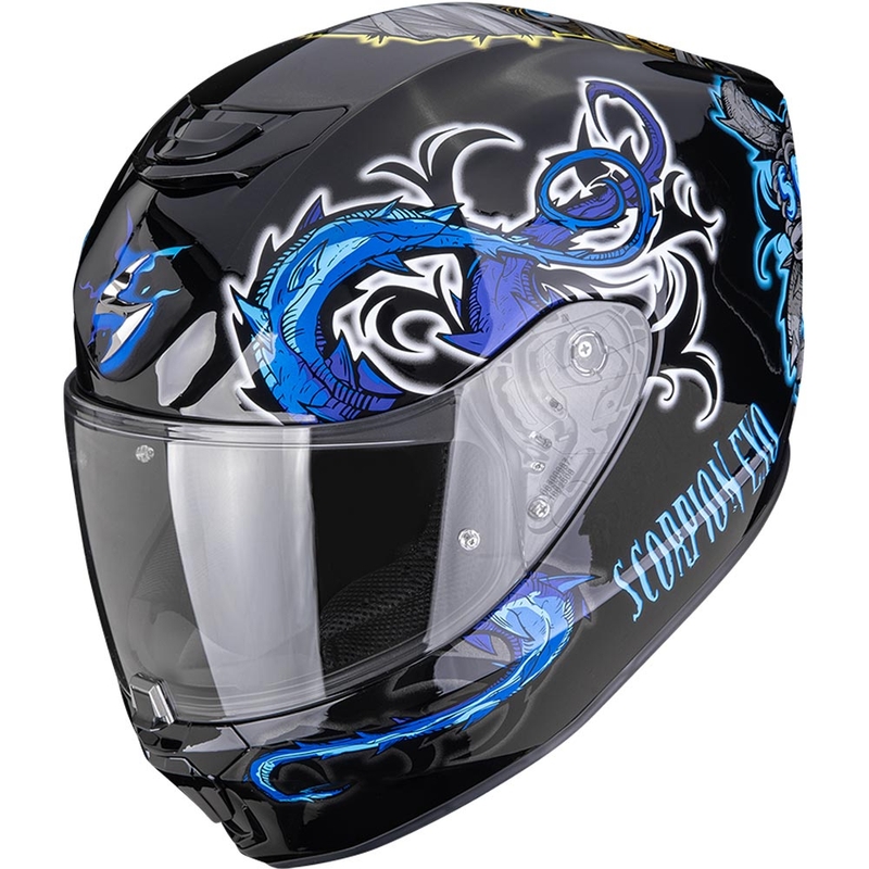 Casque intégral de moto Scorpion EXO-391 Mumia noir et bleu