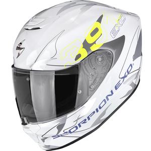 Casque intégral de moto Scorpion EXO-391 Key blanc-argent-jaune fluo