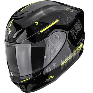 Casque intégral de moto Scorpion EXO-391 Iron noir et jaune fluo