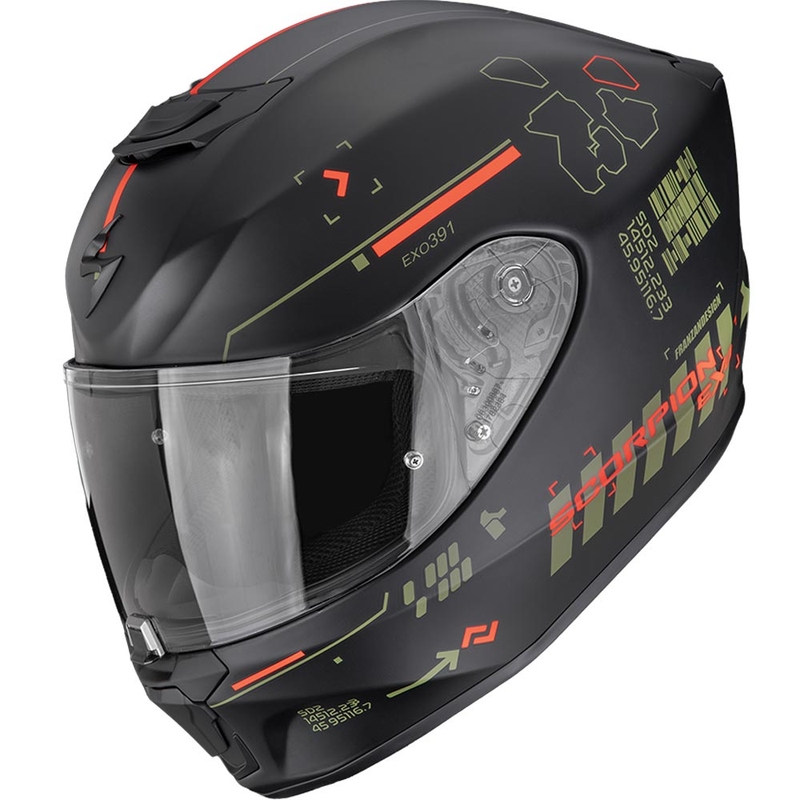 Casque intégral de moto Scorpion EXO-391 Iron noir mat-vert-rouge