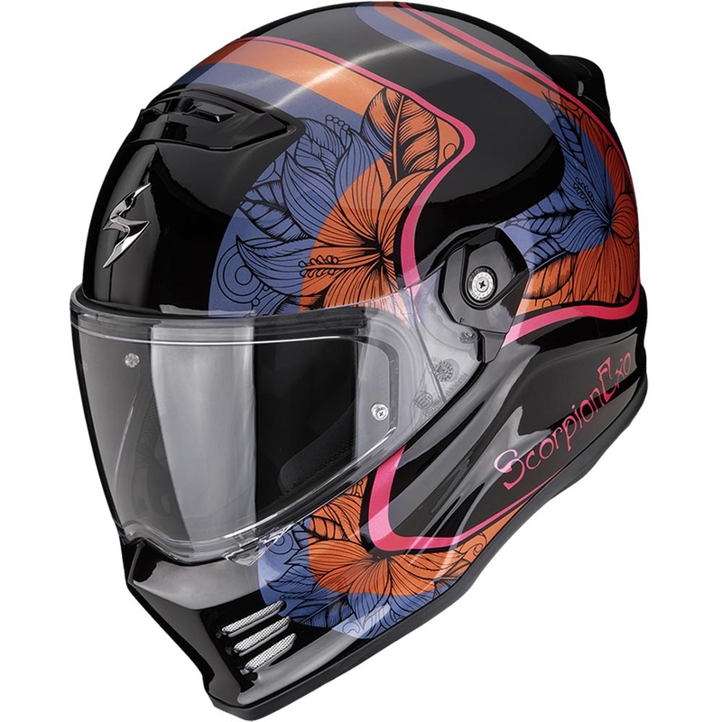 Casque intégral de moto Scorpion Covert FX Ameria noir et orange